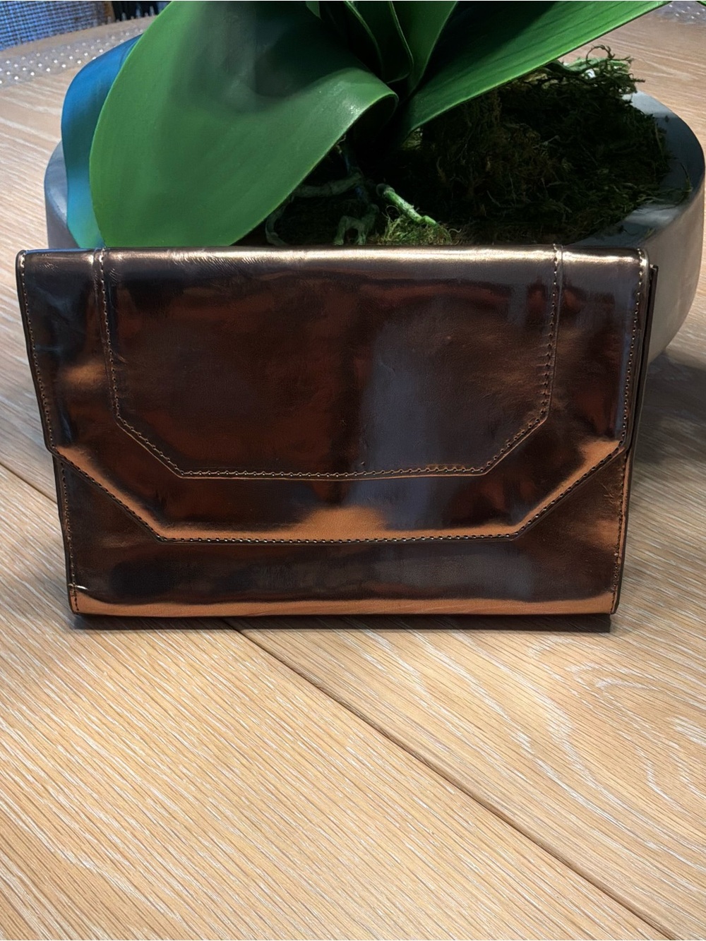 BCBGMaxAzria Metallic Bronze Envelope Clutch